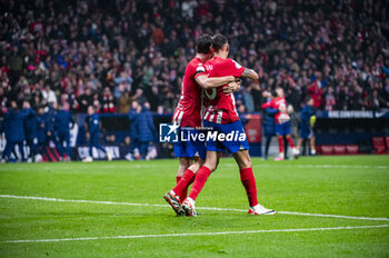 2024-01-18 - Jorge Resurreccion Merodio (Koke) and Stefan Savic of Atletico Madrid seen celebrating a goal during the football match valid for the round of 16 of the Copa del Rey tournament between Atletico Madrid and Real Madrid played at Estadio Metropolitano in Madrid, Spain. - ATLETICO MADRID VS REAL MADRID - SPANISH CUP - SOCCER