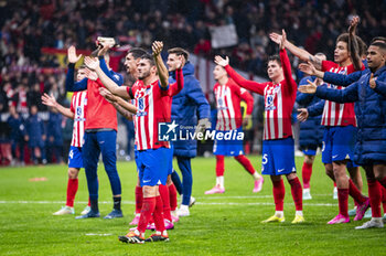 2024-01-18 - Atletico Madrid players seen celebrating the victory with the fans during the football match valid for the round of 16 of the Copa del Rey tournament between Atletico Madrid and Real Madrid played at Estadio Metropolitano in Madrid, Spain. - ATLETICO MADRID VS REAL MADRID - SPANISH CUP - SOCCER