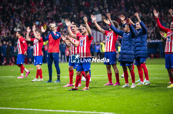 2024-01-18 - Atletico Madrid players seen celebrating the victory with the fans during the football match valid for the round of 16 of the Copa del Rey tournament between Atletico Madrid and Real Madrid played at Estadio Metropolitano in Madrid, Spain. - ATLETICO MADRID VS REAL MADRID - SPANISH CUP - SOCCER