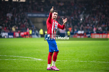 2024-01-18 - Jose Gimenez of Atletico Madrid seen celebrating the victory during the football match valid for the round of 16 of the Copa del Rey tournament between Atletico Madrid and Real Madrid played at Estadio Metropolitano in Madrid, Spain. - ATLETICO MADRID VS REAL MADRID - SPANISH CUP - SOCCER