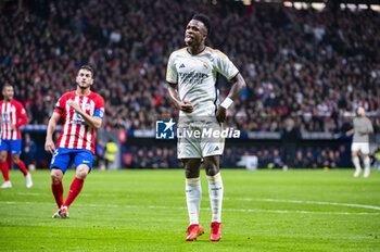 2024-01-18 - Vinicius Junior of Real Madrid seen sticking out the tongue during the football match valid for the round of 16 of the Copa del Rey tournament between Atletico Madrid and Real Madrid played at Estadio Metropolitano in Madrid, Spain. - ATLETICO MADRID VS REAL MADRID - SPANISH CUP - SOCCER
