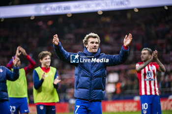 2024-01-25 - Antoine Griezmann of Atletico Madrid seen celebrating the victory at the end of the football match valid for quarter finals of the Copa del Rey tournament between Atletico Madrid and Sevilla played at Estadio Metropolitano in Madrid, Spain. - ATLETICO MADRID VS SEVILLA - SPANISH CUP - SOCCER