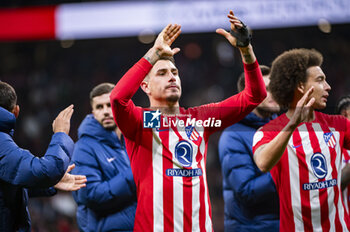 2024-01-25 - Jose Gimenez of Atletico Madrid seen celebrating the victory at the end of the football match valid for quarter finals of the Copa del Rey tournament between Atletico Madrid and Sevilla played at Estadio Metropolitano in Madrid, Spain. - ATLETICO MADRID VS SEVILLA - SPANISH CUP - SOCCER