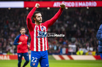2024-01-25 - Mario Hermoso of Atletico Madrid seen celebrating the victory at the end of the football match valid for quarter finals of the Copa del Rey tournament between Atletico Madrid and Sevilla played at Estadio Metropolitano in Madrid, Spain. - ATLETICO MADRID VS SEVILLA - SPANISH CUP - SOCCER