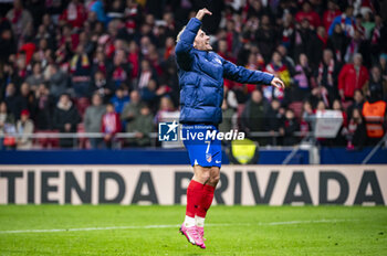 2024-01-25 - Antoine Griezmann of Atletico Madrid seen celebrating the victory at the end of the football match valid for quarter finals of the Copa del Rey tournament between Atletico Madrid and Sevilla played at Estadio Metropolitano in Madrid, Spain. - ATLETICO MADRID VS SEVILLA - SPANISH CUP - SOCCER