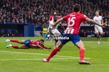 2024-02-07 - Reinildo Mandava of Atletico Madrid seen on the ground during the football match valid for the semi-final of the Copa del Rey tournament between Atletico Madrid and Athletic Bilbao played at Estadio Metropolitano in Madrid, Spain. - ATLETICO MADRID VS ATHLETIC BILBAO - SPANISH CUP - SOCCER