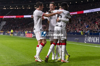 2024-02-07 - Alex Berenguer of Athletic Bilbao seen celebrating his goal with Gorka Guruzeta, Dani Vivian and Inaki Williams of Athletic Bilbaos during the football match valid for the semi-final of the Copa del Rey tournament between Atletico Madrid and Athletic Bilbao played at Estadio Metropolitano in Madrid, Spain. - ATLETICO MADRID VS ATHLETIC BILBAO - SPANISH CUP - SOCCER