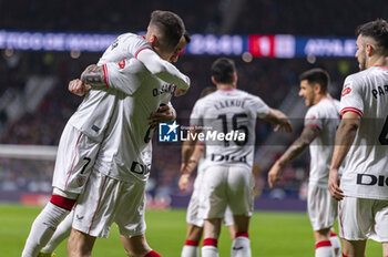 2024-02-07 - Alex Berenguer of Athletic Bilbao seen celebrating his goal with Oihan Sancet of Athletic Bilbao during the football match valid for the semi-final of the Copa del Rey tournament between Atletico Madrid and Athletic Bilbao played at Estadio Metropolitano in Madrid, Spain. - ATLETICO MADRID VS ATHLETIC BILBAO - SPANISH CUP - SOCCER