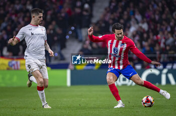 2024-02-07 - Mario Hermoso (L) of Atletico Madrid seen in action against Oihan Sancet (R) of Athletic Bilbao during the football match valid for the semi-final of the Copa del Rey tournament between Atletico Madrid and Athletic Bilbao played at Estadio Metropolitano in Madrid, Spain. - ATLETICO MADRID VS ATHLETIC BILBAO - SPANISH CUP - SOCCER