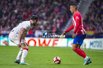 2024-02-07 - Samuel Lino (L) of Atletico Madrid seen in action againstInigo Ruiz de Galarreta (R) of Athletic Bilbao during the football match valid for the semi-final of the Copa del Rey tournament between Atletico Madrid and Athletic Bilbao played at Estadio Metropolitano in Madrid, Spain. - ATLETICO MADRID VS ATHLETIC BILBAO - SPANISH CUP - SOCCER