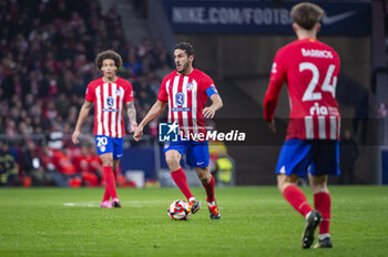 2024-02-07 - Jorge Resurreccion Merodio (Koke) of Atletico Madrid seen in action with the ball during the football match valid for the semi-final of the Copa del Rey tournament between Atletico Madrid and Athletic Bilbao played at Estadio Metropolitano in Madrid, Spain. - ATLETICO MADRID VS ATHLETIC BILBAO - SPANISH CUP - SOCCER