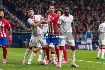 2024-02-07 - Stefan Savic of Atletico Madrid fighting for the position against Aitor Paredes of Athletic Bilbao during the football match valid for the semi-final of the Copa del Rey tournament between Atletico Madrid and Athletic Bilbao played at Estadio Metropolitano in Madrid, Spain. - ATLETICO MADRID VS ATHLETIC BILBAO - SPANISH CUP - SOCCER