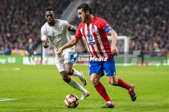 2024-02-07 - Jorge Resurreccion Merodio (Koke) of Atletico Madrid seen in action with the ball during the football match valid for the semi-final of the Copa del Rey tournament between Atletico Madrid and Athletic Bilbao played at Estadio Metropolitano in Madrid, Spain. - ATLETICO MADRID VS ATHLETIC BILBAO - SPANISH CUP - SOCCER