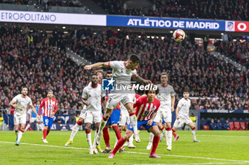 2024-02-07 - Yuri Berchiche of Athletic Bilbao seen hitting the ball with his head during the football match valid for the semi-final of the Copa del Rey tournament between Atletico Madrid and Athletic Bilbao played at Estadio Metropolitano in Madrid, Spain. - ATLETICO MADRID VS ATHLETIC BILBAO - SPANISH CUP - SOCCER