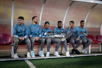 2024-10-31 - Goalkeeper Jan Oblak (Atletico de Madrid), Antoine Griezmann (Atletico de Madrid), Thomas Lemar (Atletico de Madrid), Koke Resurreccion (Atletico de Madrid) and Samu Lino (Atletico de Madrid) are seen during a Copa del Rey match between UE Vic and Atletico de Madrid at Estadi Hipolit Planas in Vic, Barcelona, Spain, on October 31 2024. Photo by Felipe Mondino - UE VIC - ATLETICO DE MADRID - SPANISH CUP - SOCCER