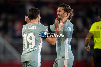 2024-10-31 - Julian Alvarez (Atletico de Madrid) and Antoine Griezmann (Atletico de Madrid) celebrates during a Copa del Rey match between UE Vic and Atletico de Madrid at Estadi Hipolit Planas in Vic, Barcelona, Spain, on October 31 2024. Photo by Felipe Mondino - UE VIC - ATLETICO DE MADRID - SPANISH CUP - SOCCER