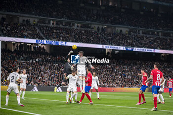 2024-02-04 - Andriy Lunin of Real Madrid seen in action during the La Liga EA Sports 2023/24 football match between Real Madrid vs Atletico Madrid at Santiago Bernabeu stadium in Madrid, Spain. - REAL MADRID VS ATLETICO MADRID - SPANISH LA LIGA - SOCCER