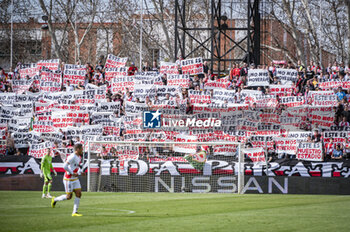 2024-02-18 - Rayo Vallecano fans seen protesting with a special choreography against the possibility of moving the team stadium to another neighborhood during the La Liga EA Sports 2023/24 football match between Rayo Vallecano vs Real Madrid at Estadio Vallecas in Madrid, Spain. - RAYO VALLECANO VS REAL MADRID - SPANISH LA LIGA - SOCCER