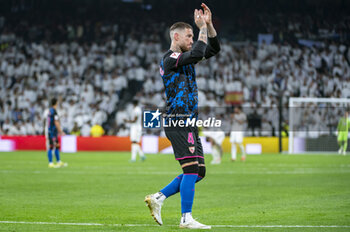 2024-02-25 - Sergio Ramos of Sevilla seen greetings the fans before the La Liga EA Sports 2023/24 football match between Real Madrid vs Sevilla at Santiago Bernabeu stadium in Madrid, Spain; Sergio Ramos returns to the Bernabeu stadium for the first time as an opponent of Real Madrid after having been their captain for years. - REAL MADRID VS SEVILLA - SPANISH LA LIGA - SOCCER