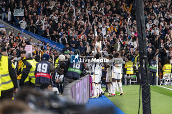 2024-02-25 - Luka Modric of Real Madrid seen celebrating his goal with his teammates and the fans during the La Liga EA Sports 2023/24 football match between Real Madrid vs Sevilla at Santiago Bernabeu stadium in Madrid, Spain. - REAL MADRID VS SEVILLA - SPANISH LA LIGA - SOCCER