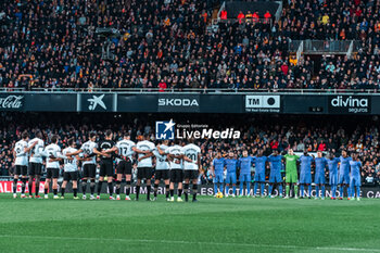 2024-03-03 - Illustration of minute of silence during the Spanish championship Liga football match between Valencia CF and Real Madrid CF on March 2, 2024 at Mestalla stadium in Valencia, Spain - FOOTBALL - SPANISH CHAMP - VALENCIA V REAL MADRID - SPANISH LA LIGA - SOCCER