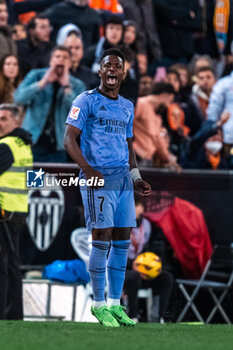 2024-03-03 - Vinicius Junior of Real Madrid during the Spanish championship Liga football match between Valencia CF and Real Madrid CF on March 2, 2024 at Mestalla stadium in Valencia, Spain - FOOTBALL - SPANISH CHAMP - VALENCIA V REAL MADRID - SPANISH LA LIGA - SOCCER