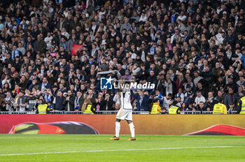 2024-03-10 - Vinicius Junior of Real Madrid seen celebrating his goal during the La Liga EA Sports 2023/24 football match between Real Madrid vs Celta Vigo at Santiago Bernabeu stadium in Madrid, Spain. - REAL MADRID VS CELTA VIGO - SPANISH LA LIGA - SOCCER