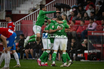 2024-03-31 - William Jose (Betis) celebrates after scoring his team's goal with team mates during a La Liga EA Sports match between Girona FC and Real Betis at Estadio Municipal de Montilivi, in Girona, ,Spain on March 31, 2024. Photo by Felipe Mondino - GIRONA FC - REAL BETIS - SPANISH LA LIGA - SOCCER