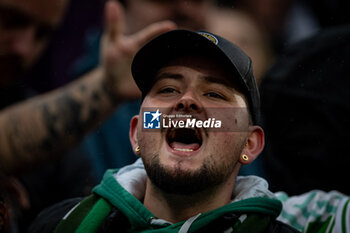 2024-03-31 - Real Betis supporter during a La Liga EA Sports match between Girona FC and Real Betis at Estadio Municipal de Montilivi, in Girona, ,Spain on March 31, 2024. Photo by Felipe Mondino - GIRONA FC - REAL BETIS - SPANISH LA LIGA - SOCCER