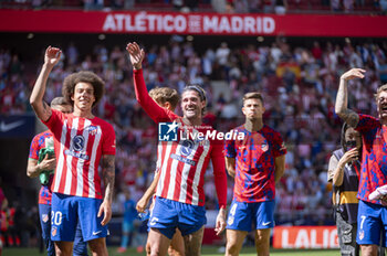 2024-04-13 - Atletico Madrid players (from L ro R) 
Axel Witsel, Rodrigo De Paul, Antoine Griezmann celebrates the victory at the end of the La Liga EA Sports football match between Atletico Madrid and Girona FC at Estadio Civitas Metropolitano on April 13, 2024 in Madrid, Spain. - ATLETICO MADRID VS GIRONA - SPANISH LA LIGA - SOCCER