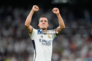 2024-04-21 - Lucas Vazquez of Real Madrid celebrates the 3-2 victory during the Spanish championship La Liga football match between Real Madrid and FC Barcelona on April 21, 2024 at Santiago Bernabeu stadium in Madrid, Spain - FOOTBALL - SPANISH CHAMP - REAL MADRID V FC BARCELONA - SPANISH LA LIGA - SOCCER