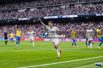 2024-05-04 - MADRID, SPAIN - MAY 04: Brahim Diaz of Real Madrid seen celebrating his goal during the La Liga EA Sports 2023/24 football match between Real Madrid vs Cadiz CF at Estadio Santiago Bernabeu on May 04, 2024 in Madrid, Spain. - REAL MADRID VS CADIZ - SPANISH LA LIGA - SOCCER