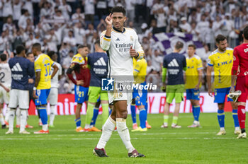 2024-05-04 - MADRID, SPAIN - MAY 04: Jude Bellingham of Real Madrid makes a gesture to the fans during the La Liga EA Sports 2023/24 football match between Real Madrid vs Cadiz CF at Estadio Santiago Bernabeu on May 04, 2024 in Madrid, Spain. - REAL MADRID VS CADIZ - SPANISH LA LIGA - SOCCER