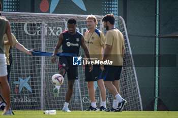 2024-07-19 - Ansu Fati (FC Barcelona) controls the ball during a FC Barcelona training session at Ciutat Esportiva Joan Gamper in Barcelona, Spain, on July 19 2024. Photo by Felipe Mondino - FC BARCLEONA TRAINING SESSION - SPANISH LA LIGA - SOCCER