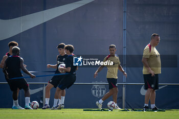 2024-07-19 - Thiago Alcantara (FC Barcelona) gestures during a FC Barcelona training session at Ciutat Esportiva Joan Gamper in Barcelona, Spain, on July 19 2024. Photo by Felipe Mondino - FC BARCLEONA TRAINING SESSION - SPANISH LA LIGA - SOCCER