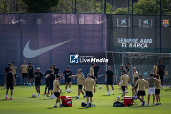 2024-07-19 - Head Coach Hans Flick (FC Barcelona) looks on during a FC Barcelona training session at Ciutat Esportiva Joan Gamper in Barcelona, Spain, on July 19 2024. Photo by Felipe Mondino - FC BARCLEONA TRAINING SESSION - SPANISH LA LIGA - SOCCER