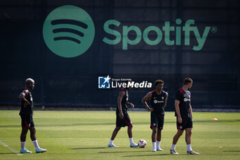 2024-07-19 - Lenglet (FC Barcelona), Mika Faye (FC Barcelona), Ansu Fati (FC Barcelona) and Alejandro Balde (FC Barcelona) smiles during a FC Barcelona training session at Ciutat Esportiva Joan Gamper in Barcelona, Spain, on July 19 2024. Photo by Felipe Mondino - FC BARCLEONA TRAINING SESSION - SPANISH LA LIGA - SOCCER