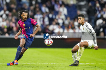 2024-10-26 - Jules Kounde of FC Barcelona and Jude Bellingham of Real Madrid during the Spanish championship La Liga football match between Real Madrid CF and FC Barcelona on 26 October 2024 at Santiago Bernabeu stadium in Madrid, Spain - FOOTBALL - SPANISH CHAMP - REAL MADRID V FC BARCELONA - SPANISH LA LIGA - SOCCER