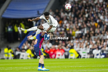 2024-10-26 - Aurelien Tchouameni of Real Madrid and Marc Casado of FC Barcelona during the Spanish championship La Liga football match between Real Madrid CF and FC Barcelona on 26 October 2024 at Santiago Bernabeu stadium in Madrid, Spain - FOOTBALL - SPANISH CHAMP - REAL MADRID V FC BARCELONA - SPANISH LA LIGA - SOCCER