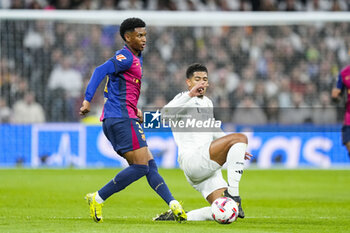 2024-10-26 - Alejandro Balde of FC Barcelona during the Spanish championship La Liga football match between Real Madrid CF and FC Barcelona on 26 October 2024 at Santiago Bernabeu stadium in Madrid, Spain - FOOTBALL - SPANISH CHAMP - REAL MADRID V FC BARCELONA - SPANISH LA LIGA - SOCCER