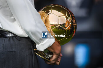 2024-11-03 - Illustration of the Ballon d'Or trophy during the Spanish championship La Liga football match between FC Barcelona and RCD Espanyol de Barcelona on 3 November 2024 at Estadi Olimpic Lluis Companys in Barcelona, Spain - FOOTBALL - SPANISH CHAMP - BARCELONA V ESPANYOL - SPANISH LA LIGA - SOCCER