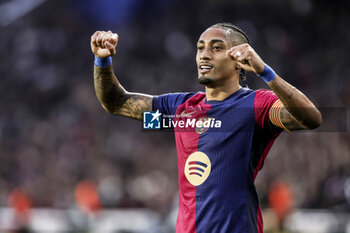 2024-11-03 - Raphinha Dias Belloli of FC Barcelona celebrates a goal during the Spanish championship La Liga football match between FC Barcelona and RCD Espanyol on 3 November 2024 at Estadi Olímpic Lluís Companys in Barcelona, Spain - FOOTBALL - SPANISH CHAMP - BARCELONA V ESPANYOL - SPANISH LA LIGA - SOCCER