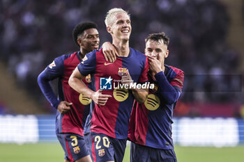 2024-11-03 - Dani Olmo of FC Barcelona celebrates a goal during the Spanish championship La Liga football match between FC Barcelona and RCD Espanyol on 3 November 2024 at Estadi Olímpic Lluís Companys in Barcelona, Spain - FOOTBALL - SPANISH CHAMP - BARCELONA V ESPANYOL - SPANISH LA LIGA - SOCCER