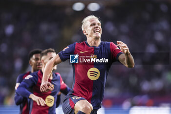 2024-11-03 - Dani Olmo of FC Barcelona celebrates a goal during the Spanish championship La Liga football match between FC Barcelona and RCD Espanyol on 3 November 2024 at Estadi Olímpic Lluís Companys in Barcelona, Spain - FOOTBALL - SPANISH CHAMP - BARCELONA V ESPANYOL - SPANISH LA LIGA - SOCCER