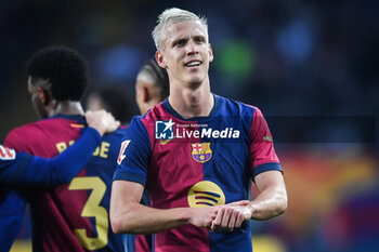 2024-11-03 - Dani OLMO of Barcelona celebrates his goal during the Spanish championship La Liga football match between FC Barcelona and RCD Espanyol de Barcelona on 3 November 2024 at Estadi Olimpic Lluis Companys in Barcelona, Spain - FOOTBALL - SPANISH CHAMP - BARCELONA V ESPANYOL - SPANISH LA LIGA - SOCCER