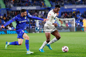 2024-11-22 - Juma Bah of Real Valladolid and Diego Rico of Getafe CF during the Spanish championship La Liga football match between Getafe CF and Real Valladolid on November 22, 2024 at Coliseum de Getafe stadium in Getafe, Spain - FOOTBALL - SPANISH CHAMP - GETAFE V VALLADOLID - SPANISH LA LIGA - SOCCER