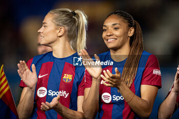 2024-05-10 - Salma Paralluelo (FC Barcelona) and Fridolina Rolfo (FC Barcelona) celebrates during Liga F match between FC Barcelona Fem and Ahtletic Club Fem at Estadi Johan Cruyff, in Barcelona, ,Spain on May 10, 2024. Photo by Felipe Mondino - FC BARCELONA FEM - ATHLETIC CLUB FEM - SPANISH PRIMERA DIVISION WOMEN - SOCCER