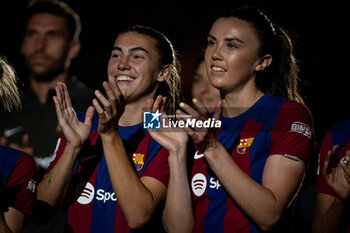 2024-05-10 - Patri Guijarro (FC Barcelona) -and Ingrid Engen (FC Barcelona) celebrates during Liga F match between FC Barcelona Fem and Ahtletic Club Fem at Estadi Johan Cruyff, in Barcelona, ,Spain on May 10, 2024. Photo by Felipe Mondino - FC BARCELONA FEM - ATHLETIC CLUB FEM - SPANISH PRIMERA DIVISION WOMEN - SOCCER