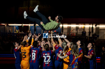 2024-05-10 - Head Coach Jonatan Giraldez (FC Barcelona) celebrates during Liga F match between FC Barcelona Fem and Ahtletic Club Fem at Estadi Johan Cruyff, in Barcelona, ,Spain on May 10, 2024. Photo by Felipe Mondino - FC BARCELONA FEM - ATHLETIC CLUB FEM - SPANISH PRIMERA DIVISION WOMEN - SOCCER