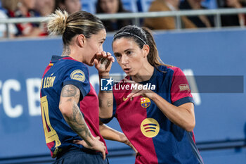 2024-09-13 - Aitana Bonmati and Maria Leon of FC Barcelona during the Spanish championship La ligaF football match between FC Barcelona and Real Sociedad on September 13 at Johan Cruyff stadium in Barcelona, Spain - BARCELONA VS REAL SOCIEDAD - SPANISH PRIMERA DIVISION WOMEN - SOCCER